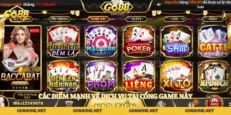 Các điểm mạnh về dịch vụ tại cổng game này