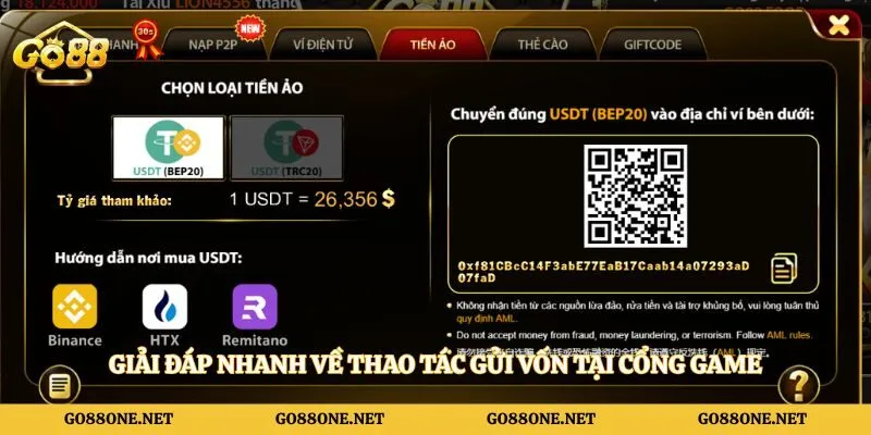 Giải đáp nhanh về thao tác gửi vốn tại cổng game