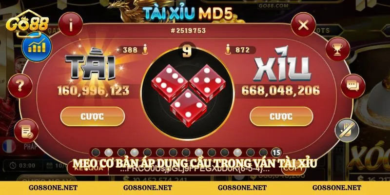 Mẹo cơ bản áp dụng cầu trong ván tài xỉu